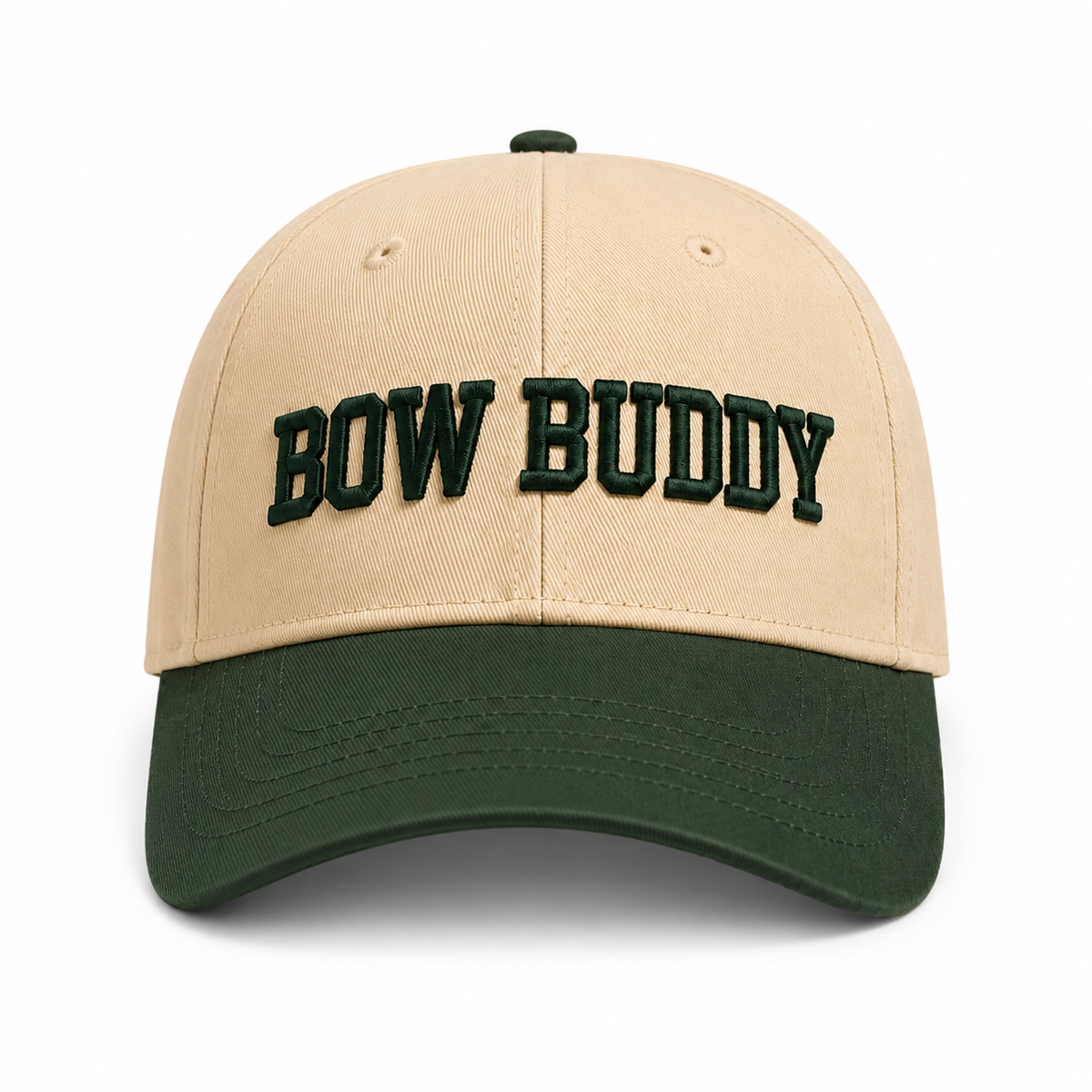 Bow Buddy® Premium Snapback – Cream & Forest Green