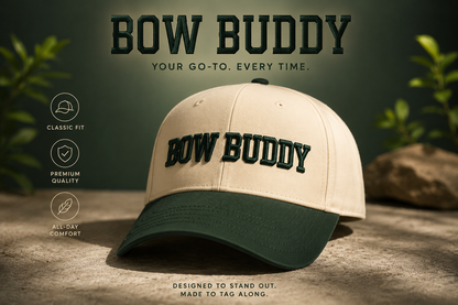 Bow Buddy® Premium Snapback – Cream & Forest Green